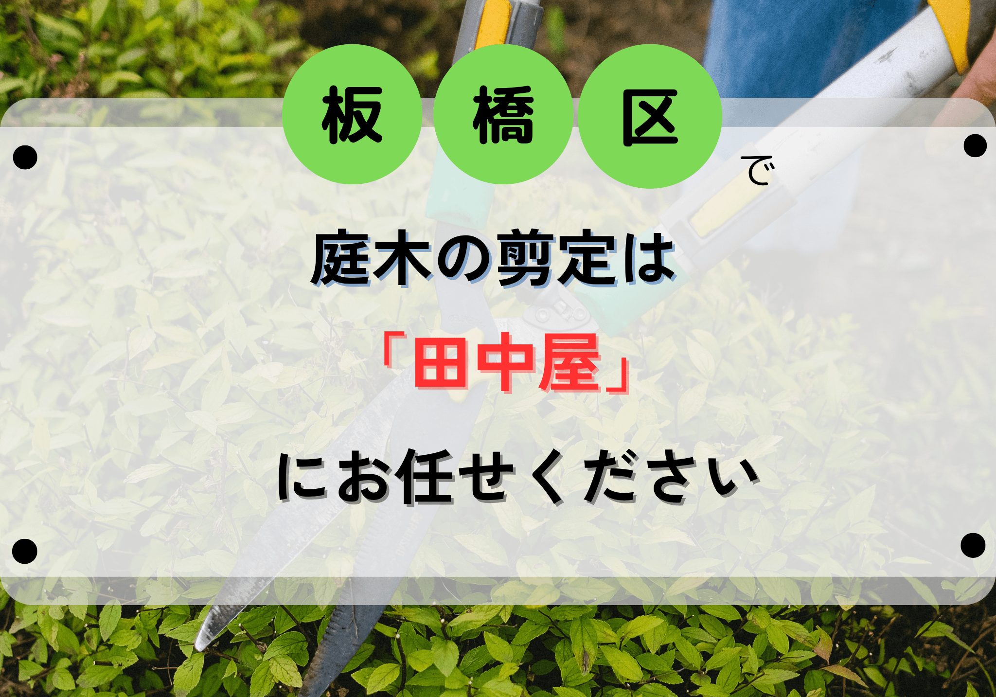 板橋区で庭木の剪定は便利屋田中屋にお任せください
